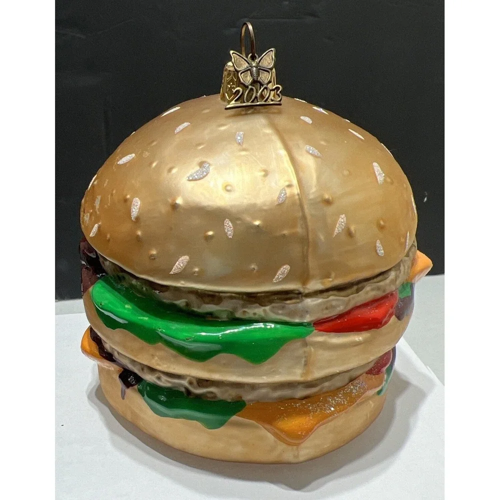Double Cheeseburger Glass Blown Ornament 4